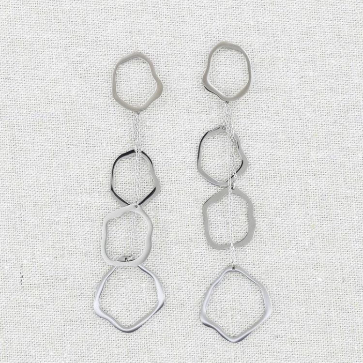 STEEL EARRINGS IRREGULAR RINGS 2