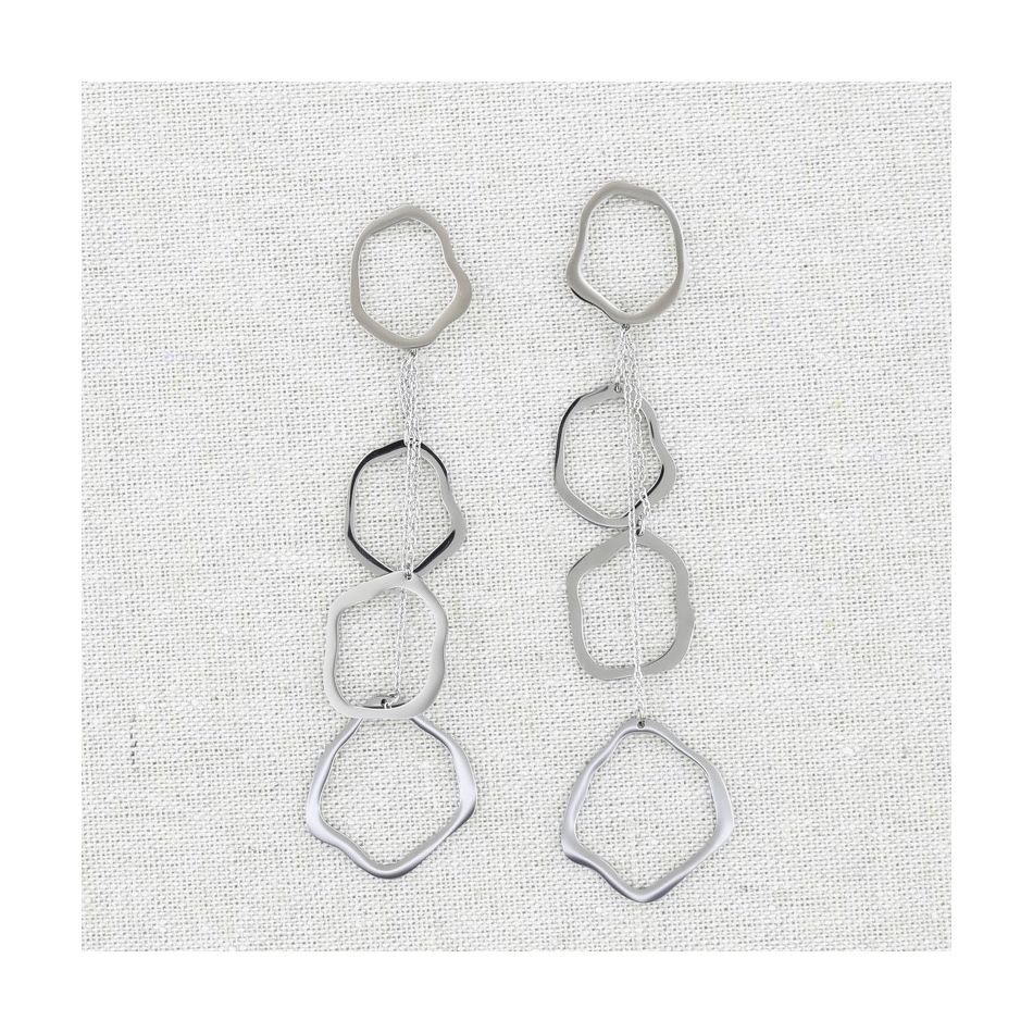 STEEL EARRINGS IRREGULAR RINGS