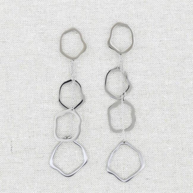 STEEL EARRINGS IRREGULAR RINGS