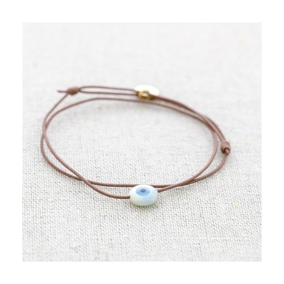 ELASTIC DOUBLE STEEL BRACELET TURKISH EYE NACRE
