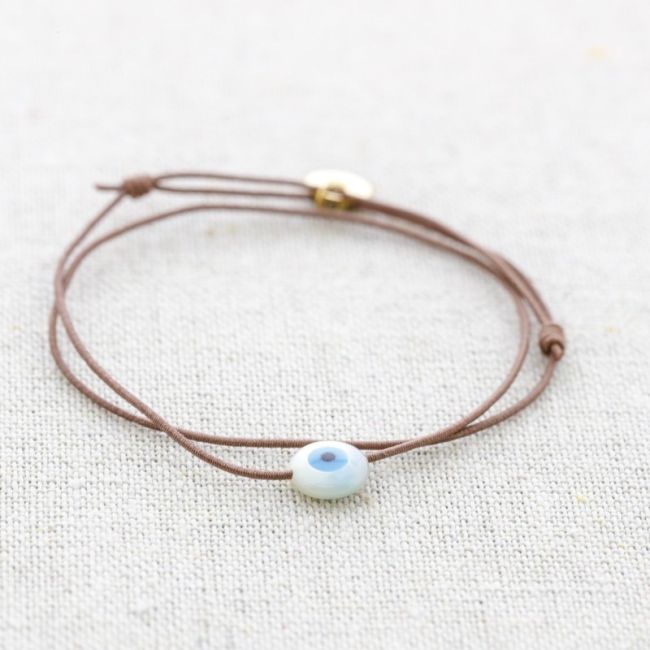 ELASTIC DOUBLE STEEL BRACELET TURKISH EYE NACRE
