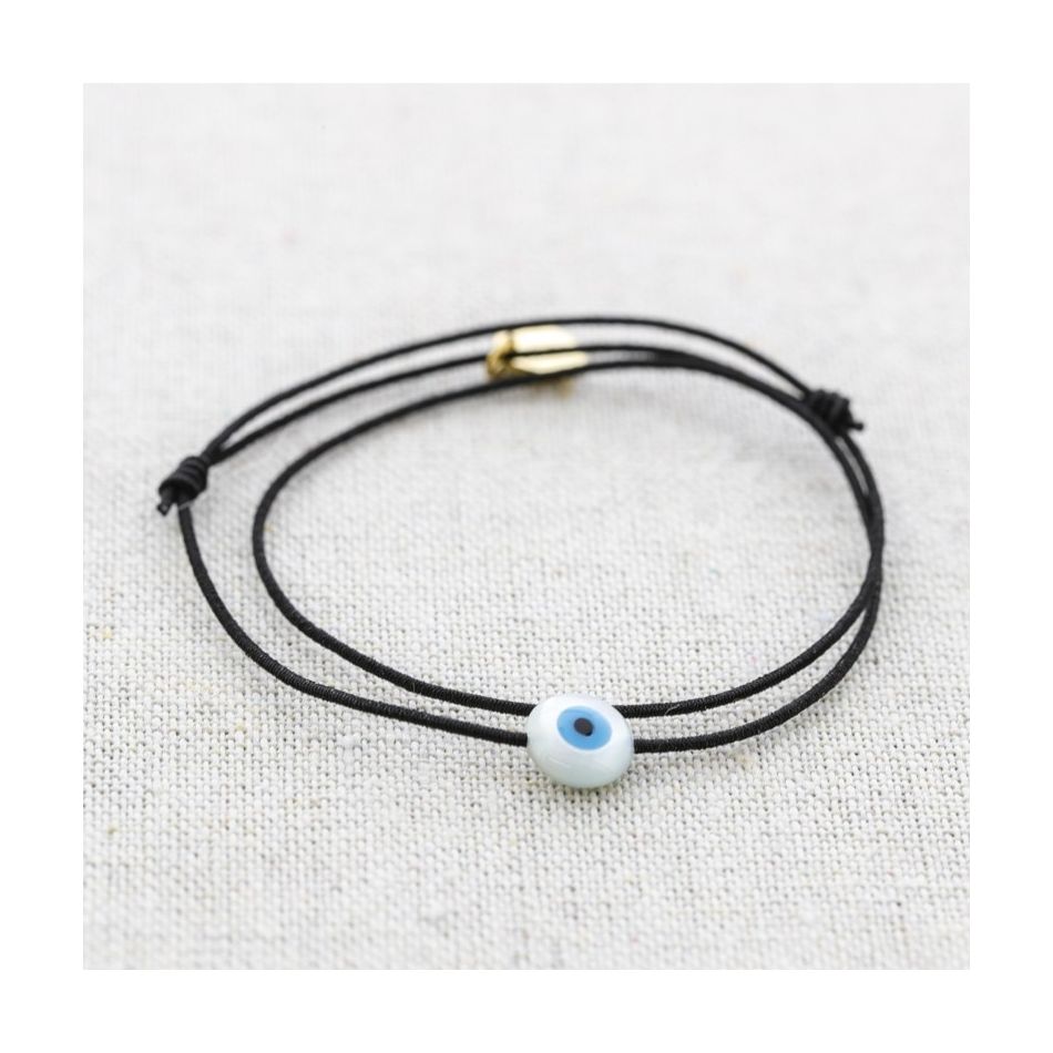 ELASTIC DOUBLE STEEL BRACELET TURKISH EYE NACRE