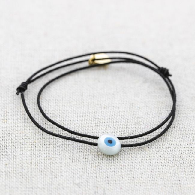 ELASTIC DOUBLE STEEL BRACELET TURKISH EYE NACRE