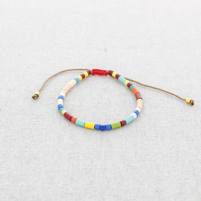 STEEL MACRAME BRACELET WITH ENAMEL BEADS
