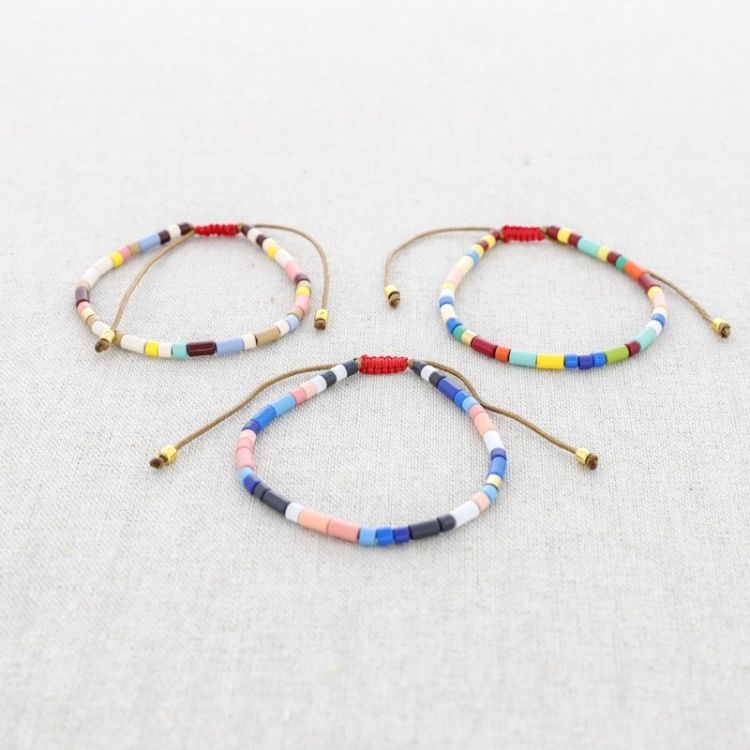 STEEL MACRAME BRACELET WITH ENAMEL BEADS 2