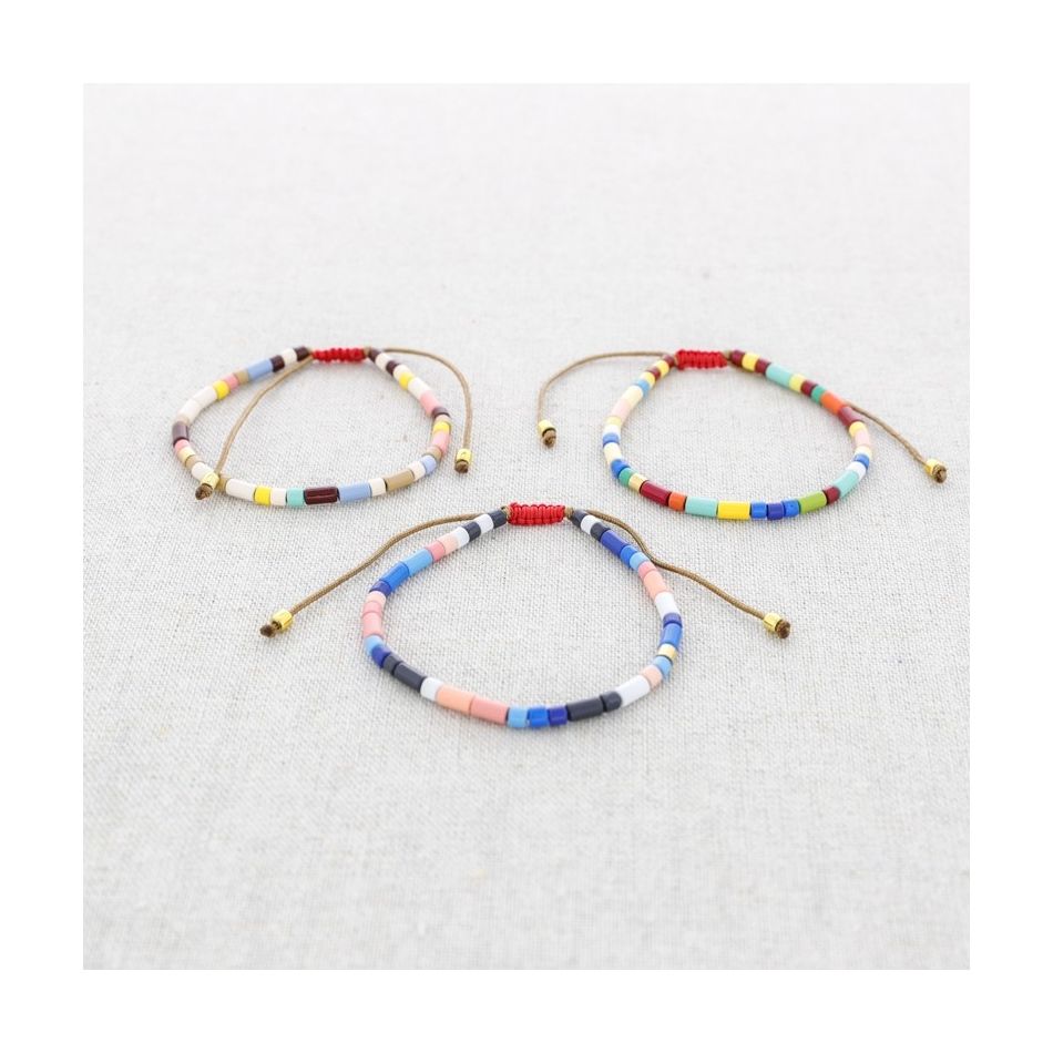 PULSERA MACRAMÉ ACERO CUENTAS ESMALTE
