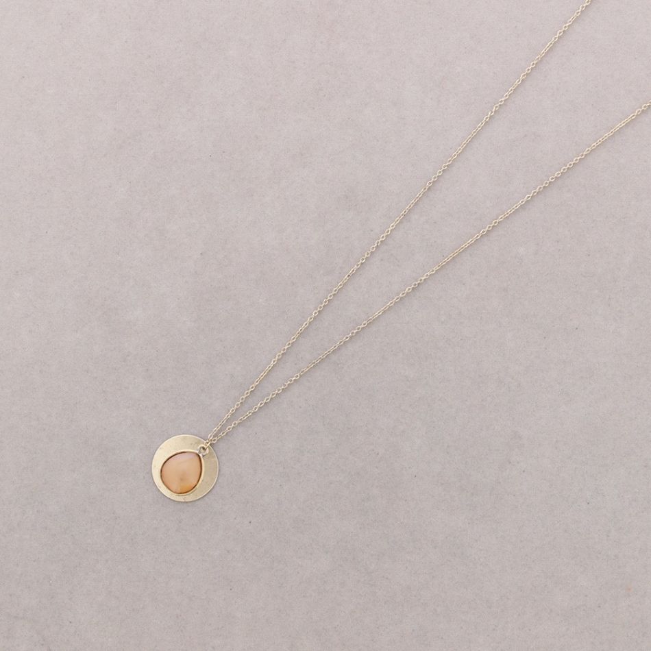 LONG THIN NECKLACE PENDANT METAL RESIN