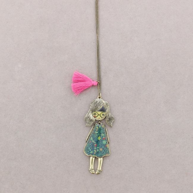 LONG PENDANT NECKLACE METAL ENAMEL