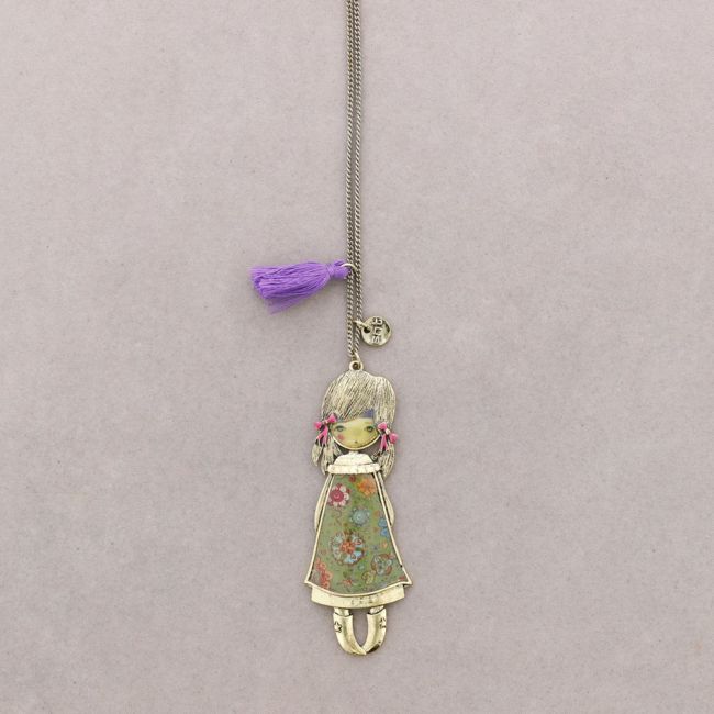LONG PENDANT NECKLACE METAL ENAMEL
