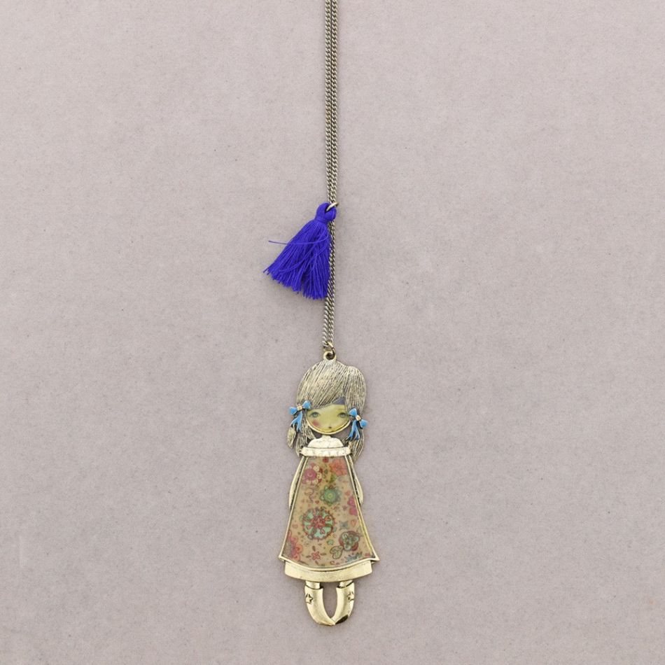 LONG PENDANT NECKLACE METAL ENAMEL