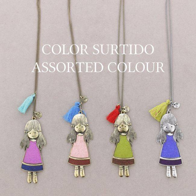 LONG PENDANT NECKLACE METAL ENAMEL