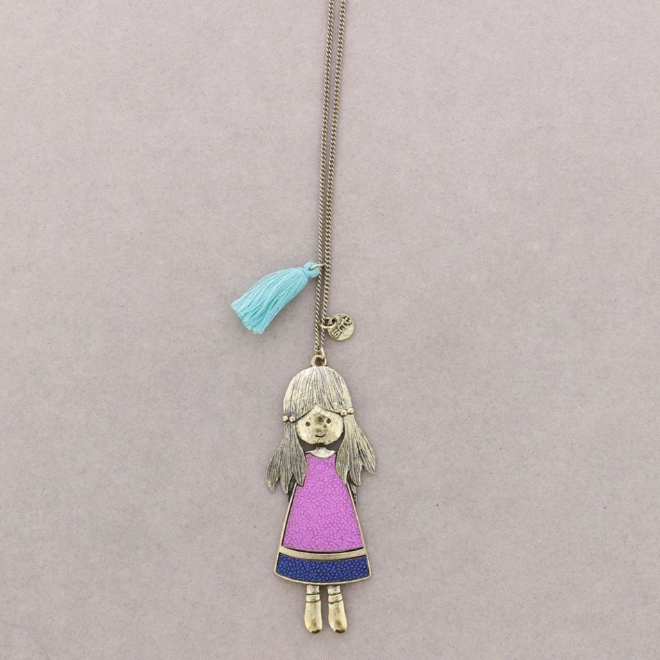 LONG PENDANT NECKLACE METAL ENAMEL