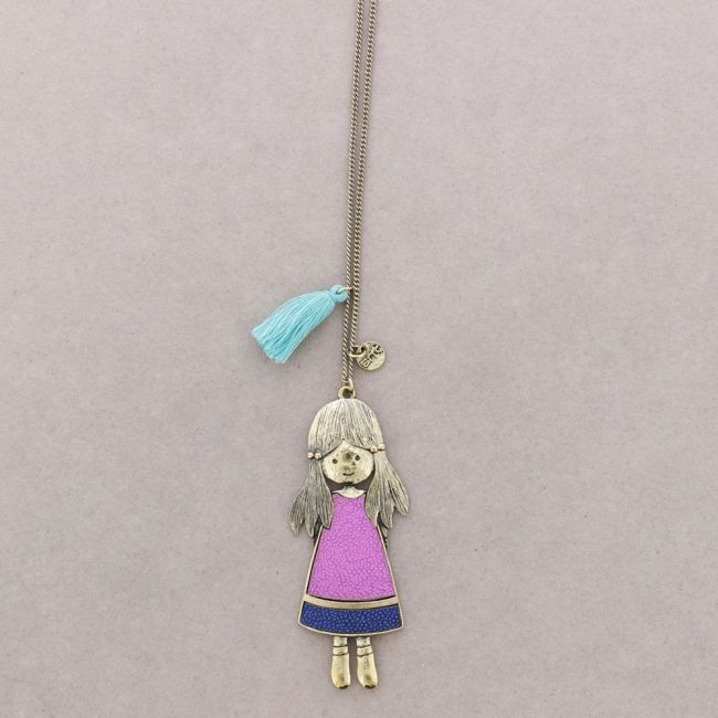 LONG PENDANT NECKLACE METAL ENAMEL