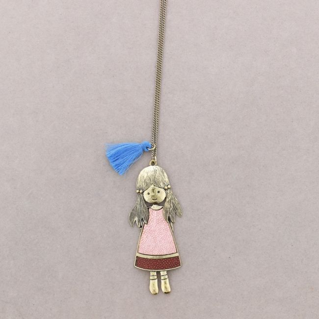 LONG PENDANT NECKLACE METAL ENAMEL