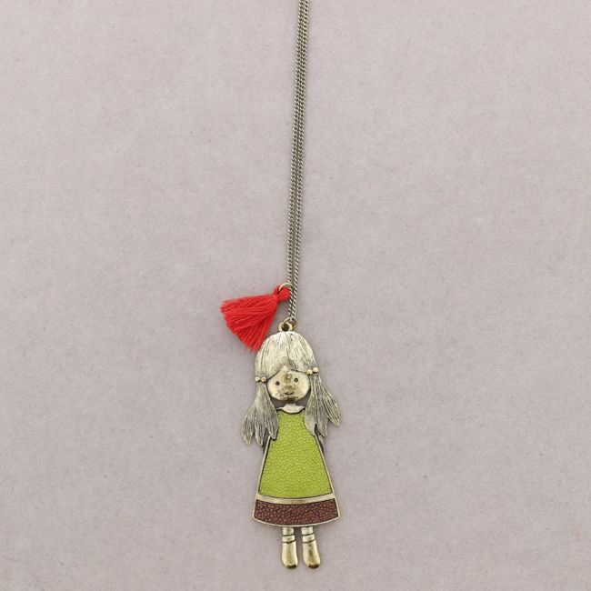 LONG PENDANT NECKLACE METAL ENAMEL