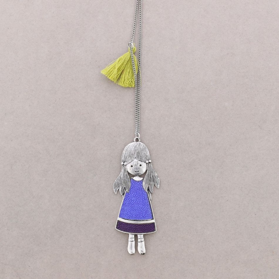 LONG PENDANT NECKLACE METAL ENAMEL