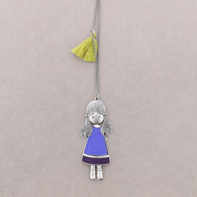 LONG PENDANT NECKLACE METAL ENAMEL