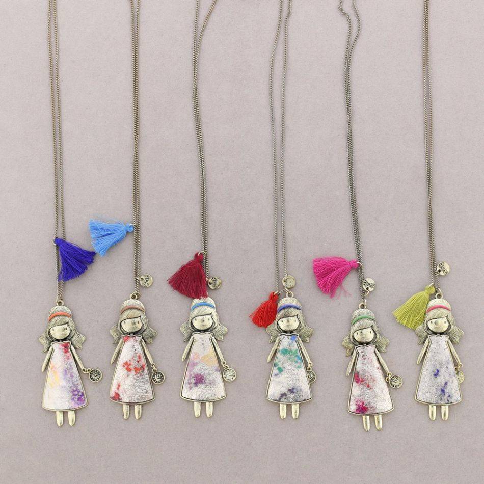 DOLL PENDANT LONG NECKLACE
