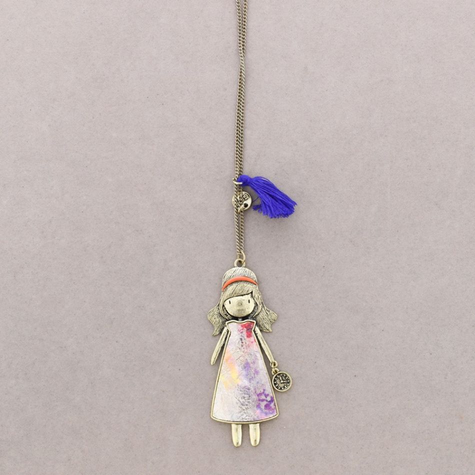 DOLL PENDANT LONG NECKLACE