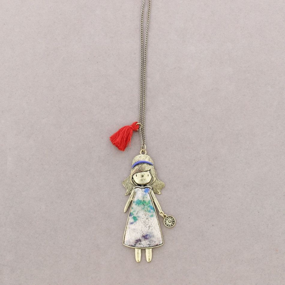 DOLL PENDANT LONG NECKLACE