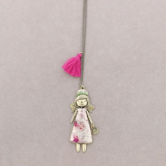 DOLL PENDANT LONG NECKLACE