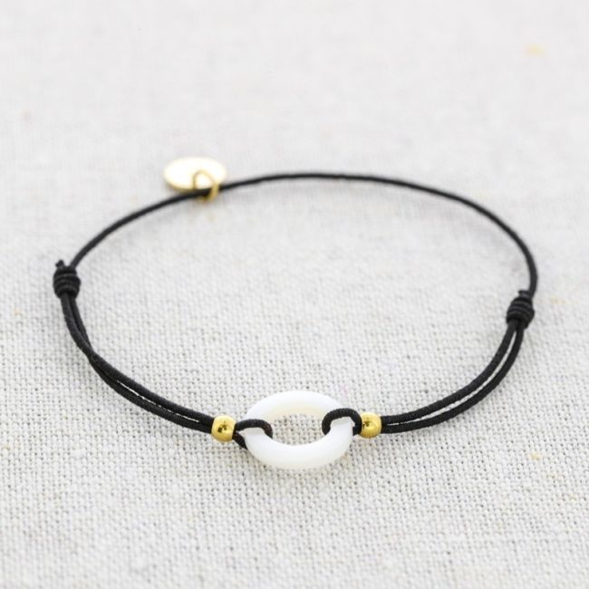 ELASTIC STEEL BRACELET WITH NACRE RING