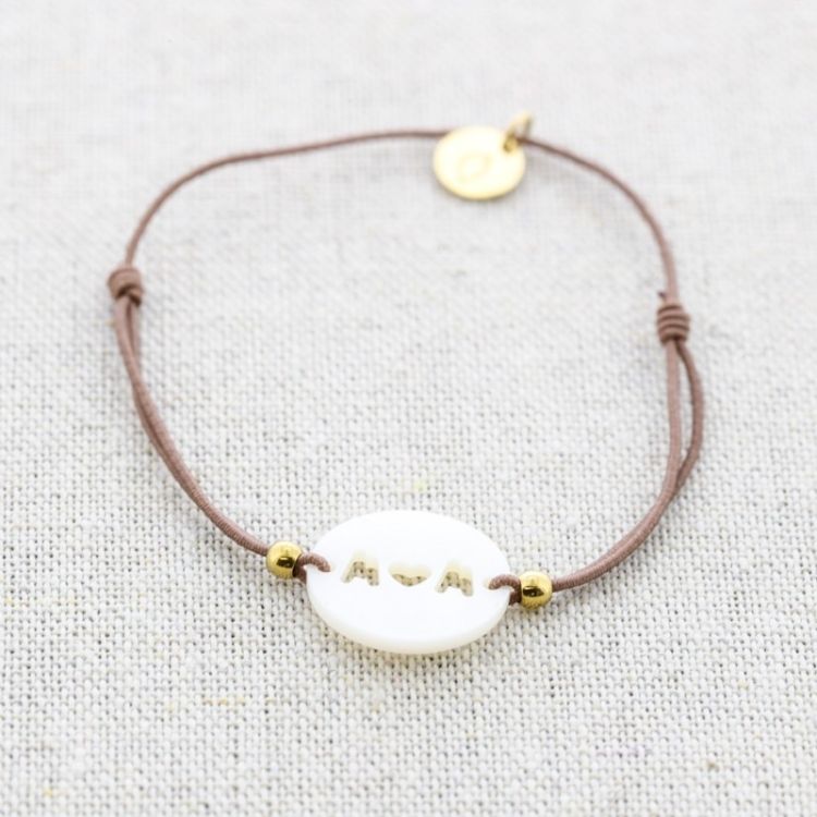 PULSERA ELÁSTICA ACERO MAMA  NÁCAR