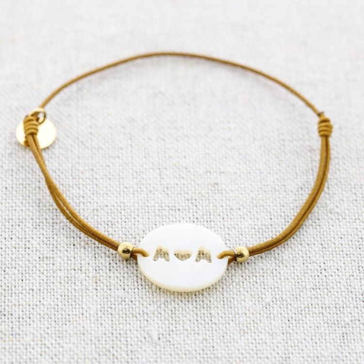 PULSERA ELÁSTICA ACERO MAMA  NÁCAR 2