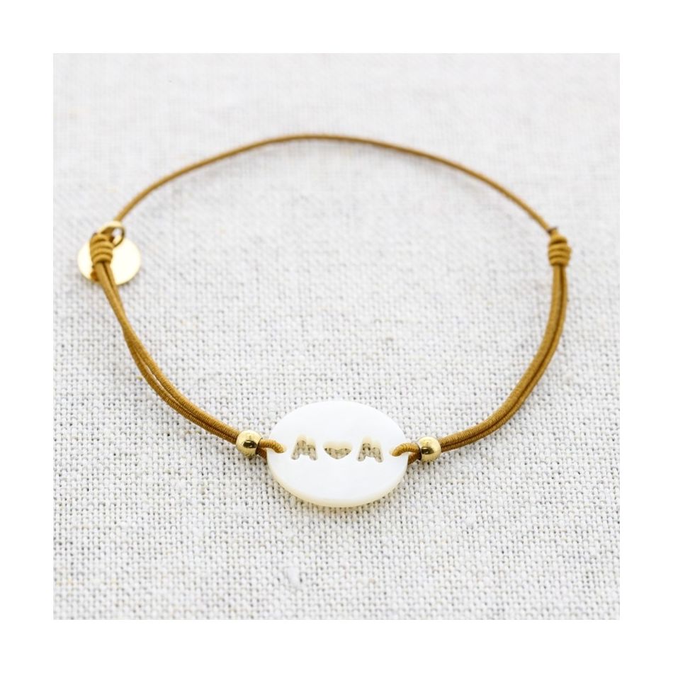 PULSERA ELÁSTICA ACERO MAMA  NÁCAR