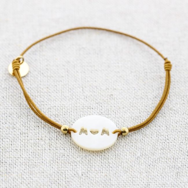 PULSERA ELÁSTICA ACERO MAMA  NÁCAR
