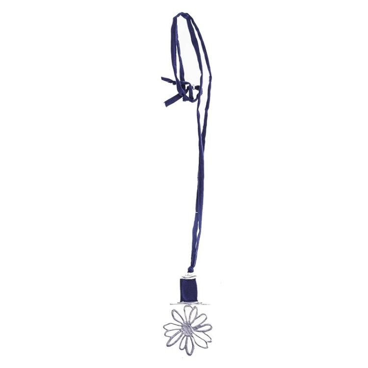 COLLAR LARGO TUBO LAZO COLGANTE FLOR METAL 2