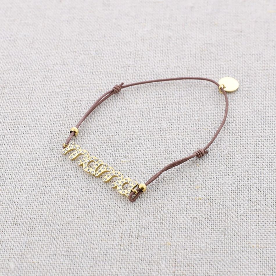 PULSERA ACERO MAMÁ CRISTALES