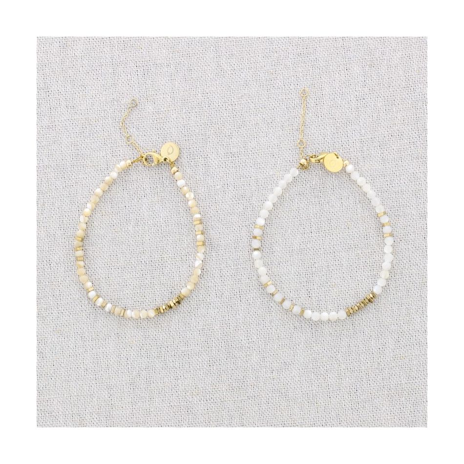 PULSERA ACERO CUENTAS NÁCAR