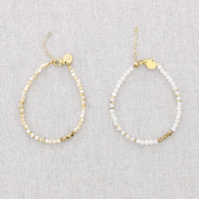 PULSERA ACERO CUENTAS NÁCAR
