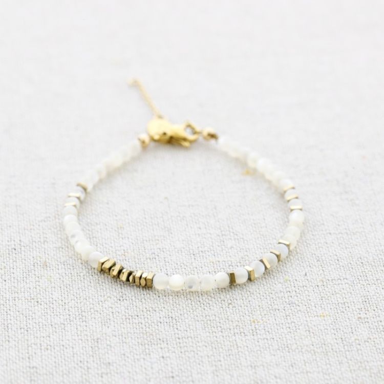 PULSERA ACERO CUENTAS NÁCAR