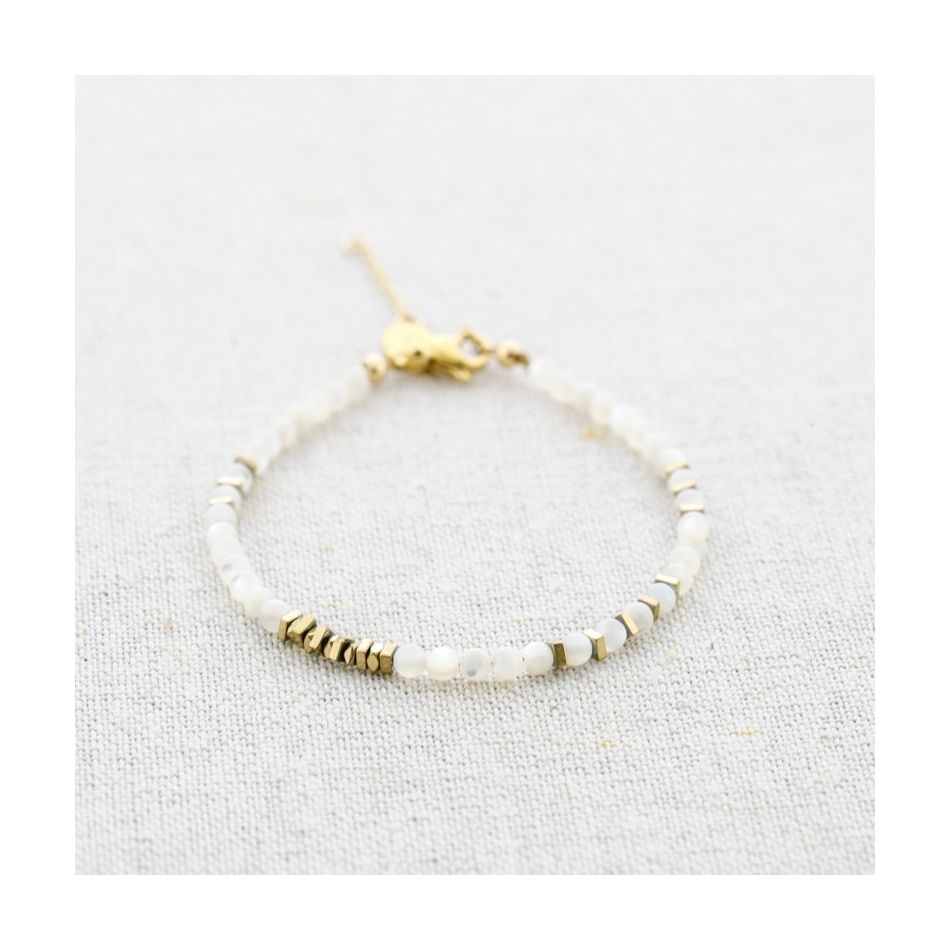 PULSERA ACERO CUENTAS NÁCAR