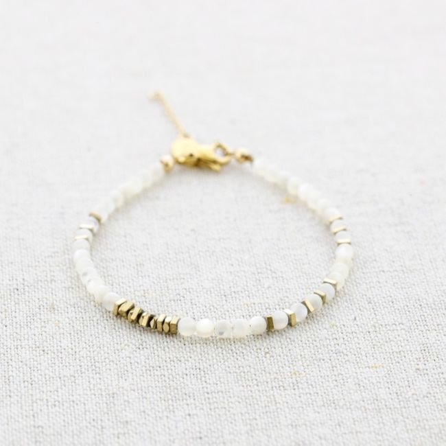 PULSERA ACERO CUENTAS NÁCAR