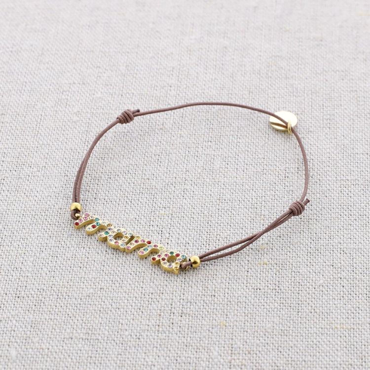 PULSERA ACERO MAMÁ CRISTALES