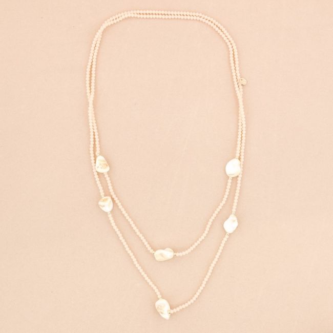 COLLAR LARGO  NÁCAR CRISTALES 1.5Mx4MM