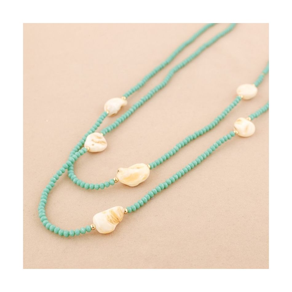 NACRE CRYSTALS LONG NECKLACE 1.5Mx4MM