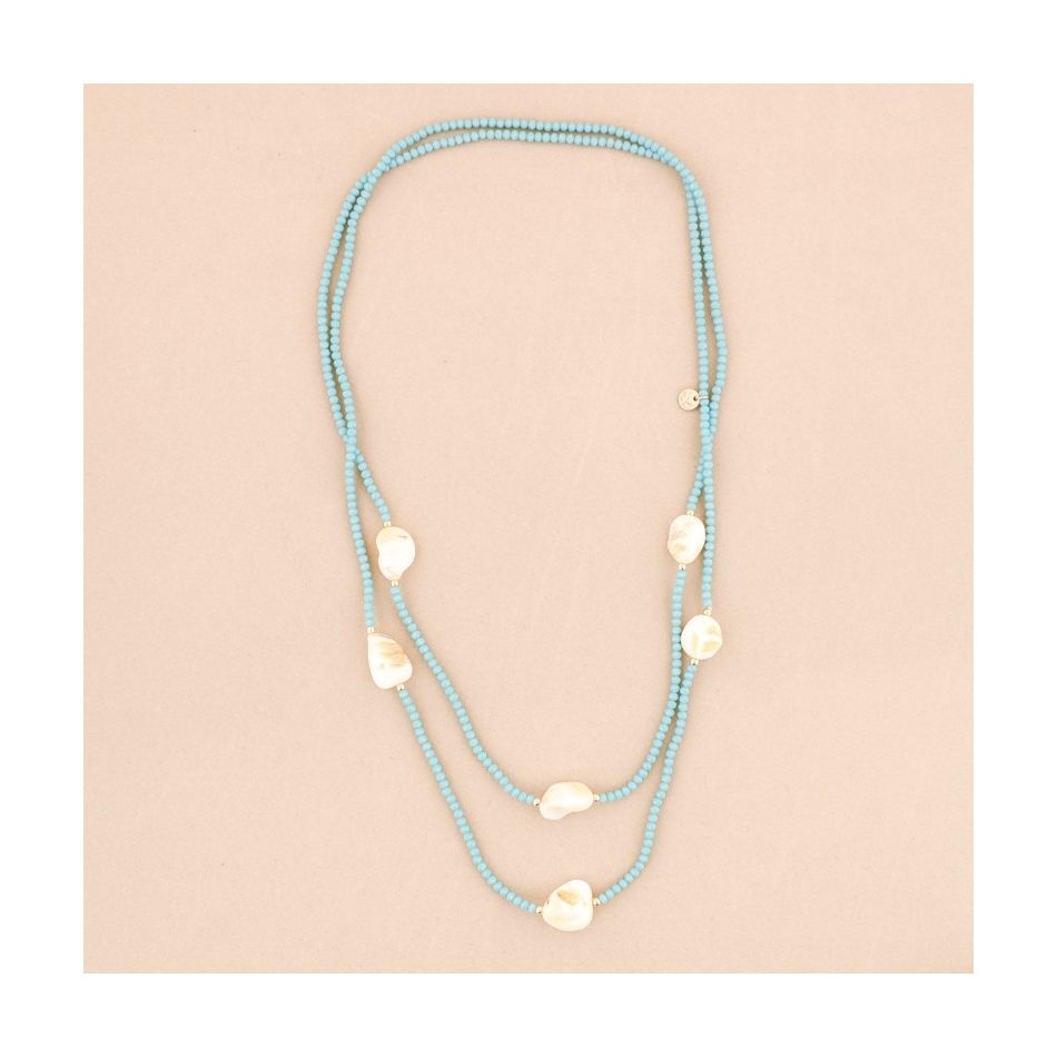 COLLAR LARGO  NÁCAR CRISTALES 1.5Mx4MM