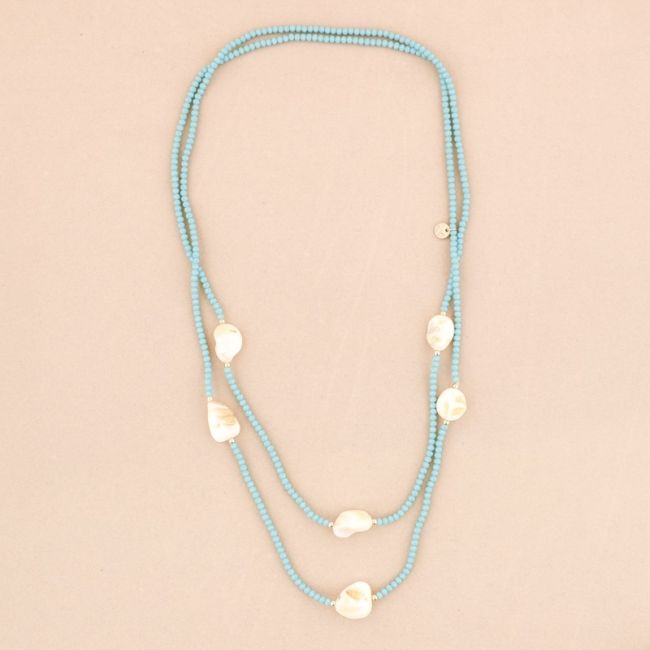 COLLAR LARGO  NÁCAR CRISTALES 1.5Mx4MM