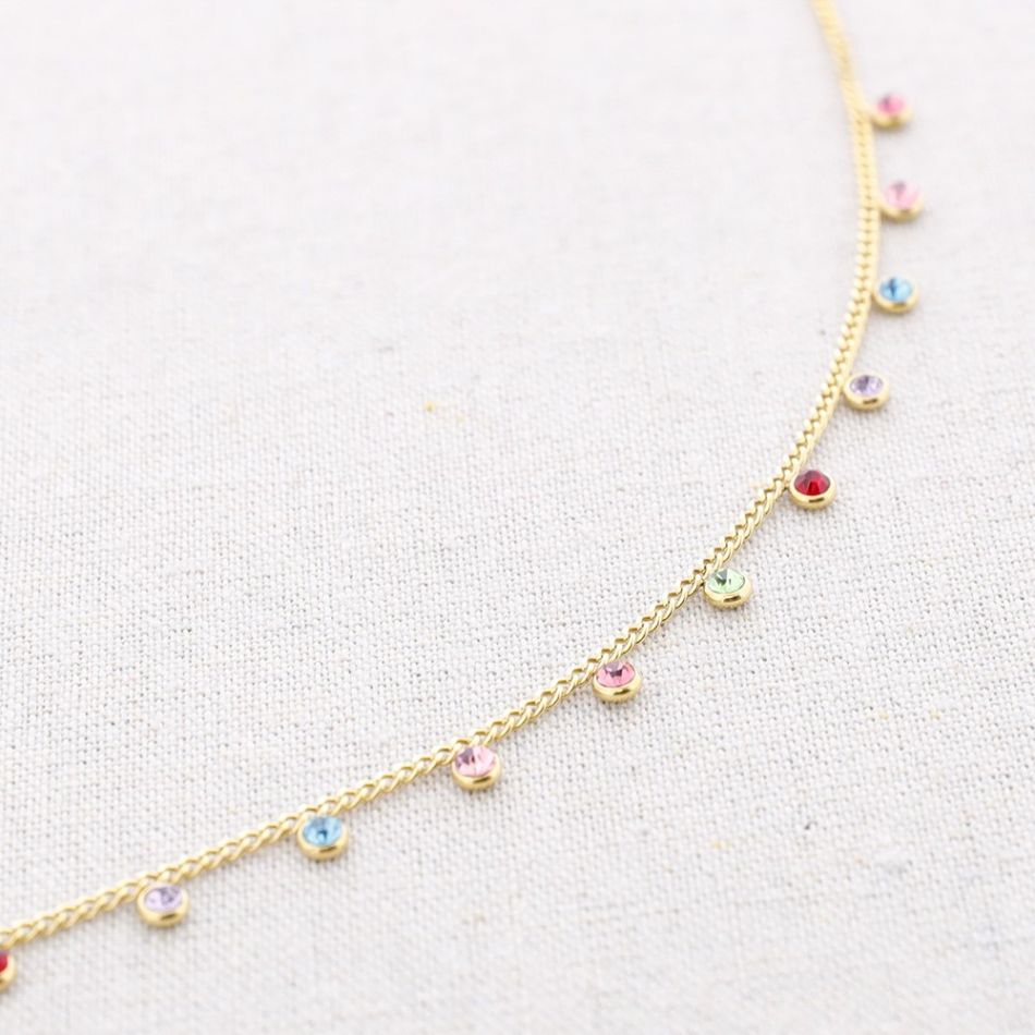 STONE PENDANTS STEEL SHORT NECKLACE