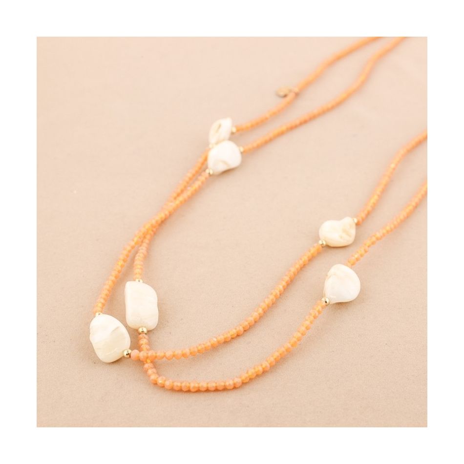 NACRE CRYSTALS LONG NECKLACE 1.5Mx4MM