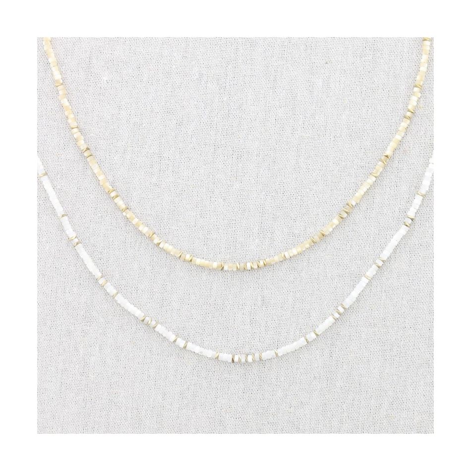 STEEL SHORT NECKLACE WITH NACRE BEADS