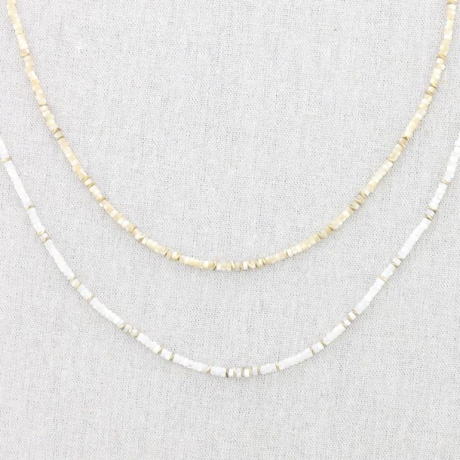 STEEL SHORT NECKLACE WITH NACRE BEADS