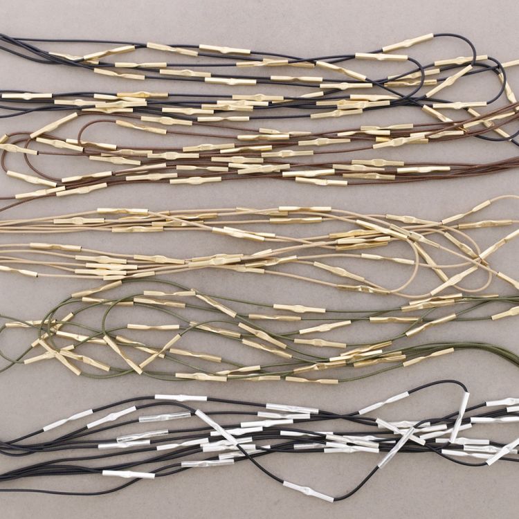 LONG 5-ROW LEATHER AND METAL BEAD NECKLACE 2