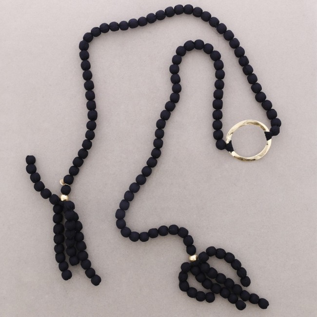 COLLAR LARGO BOLAS REVESTIDAS ANILLA METAL