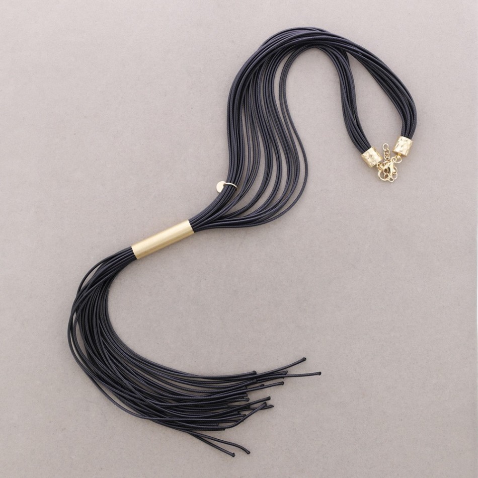 COLLAR CUERO AJUSTABLE CUENTAS METAL