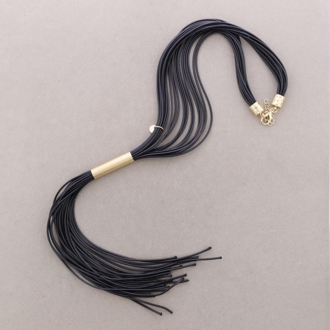 COLLAR CUERO AJUSTABLE CUENTAS METAL